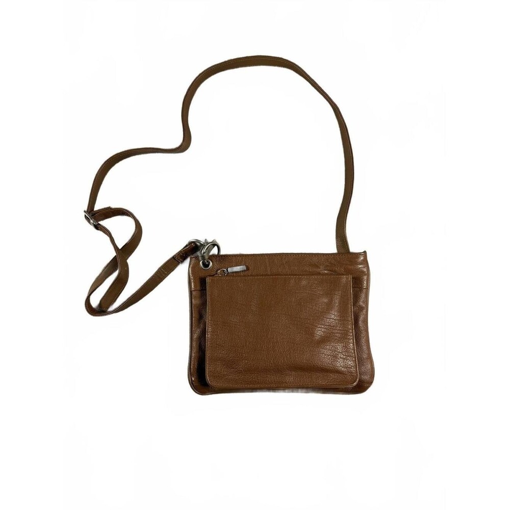 Carlos D Sanz Brown Genuine Leather Crossbody Bag Pebbled Shoulder Purse